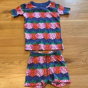 Hanna Andersson Blue and Pink Strawberry Pajama Set